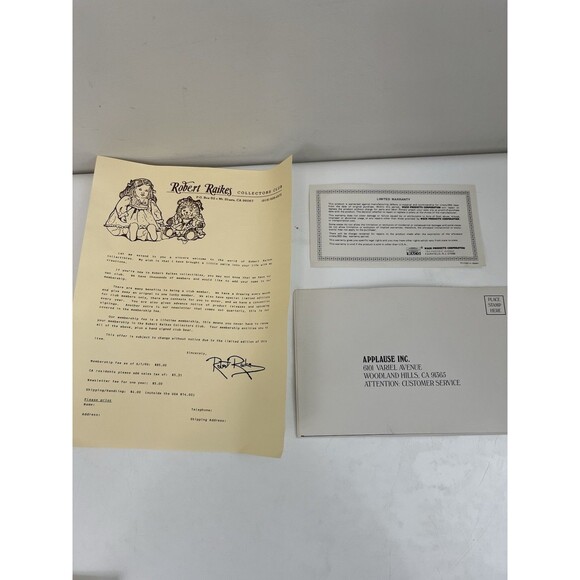 Vintage Robert Raikes Bear Pink Aviator Amelia Earhart Wooden Face Feet Tag NEW - Picture 9 of 11